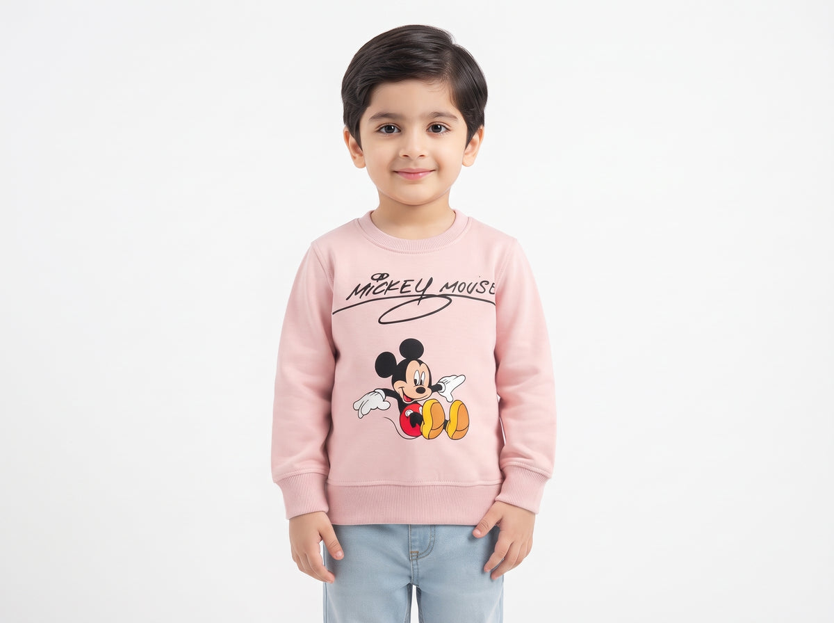 Disney Mickey Mouse Character Printed Kids Sweater – Cute Everyday Cotton Crewneck for Boys & Girls