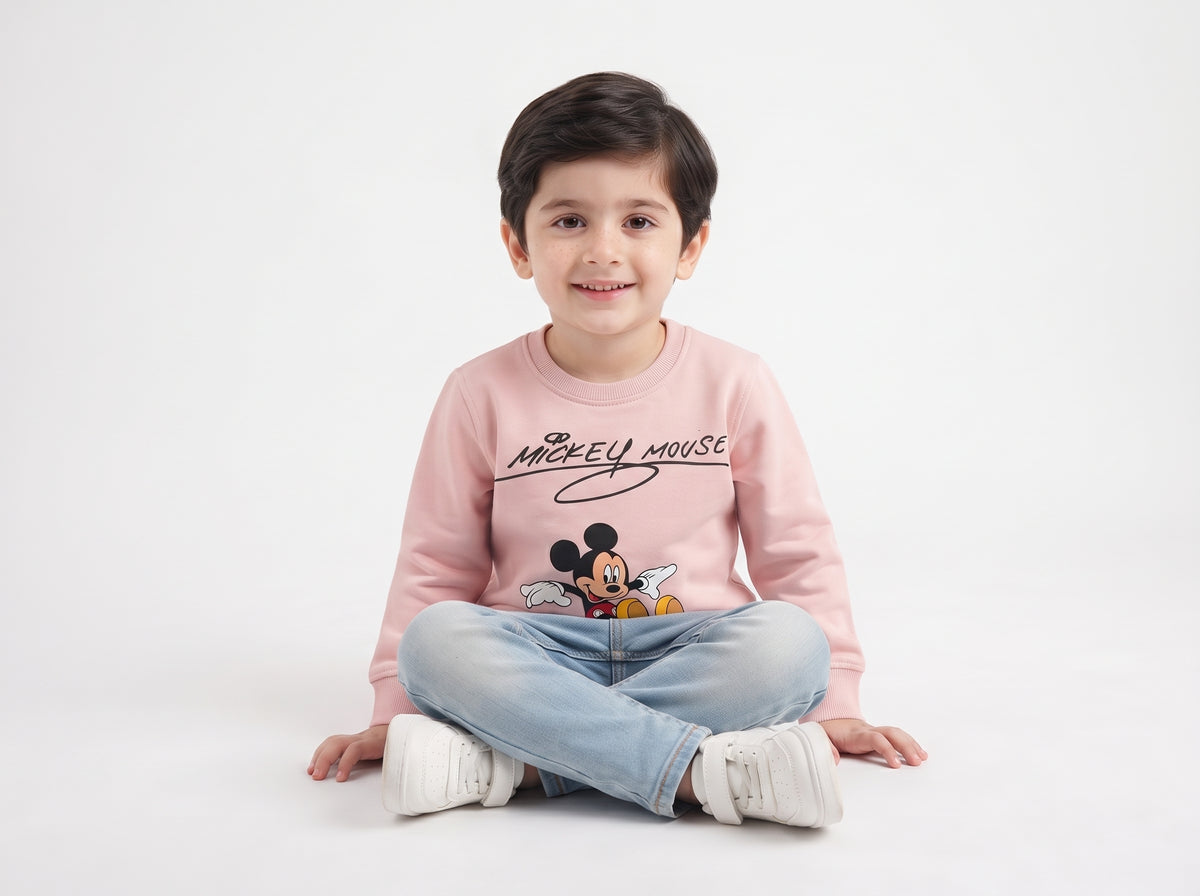 Disney Mickey Mouse Character Printed Kids Sweater – Cute Everyday Cotton Crewneck for Boys & Girls