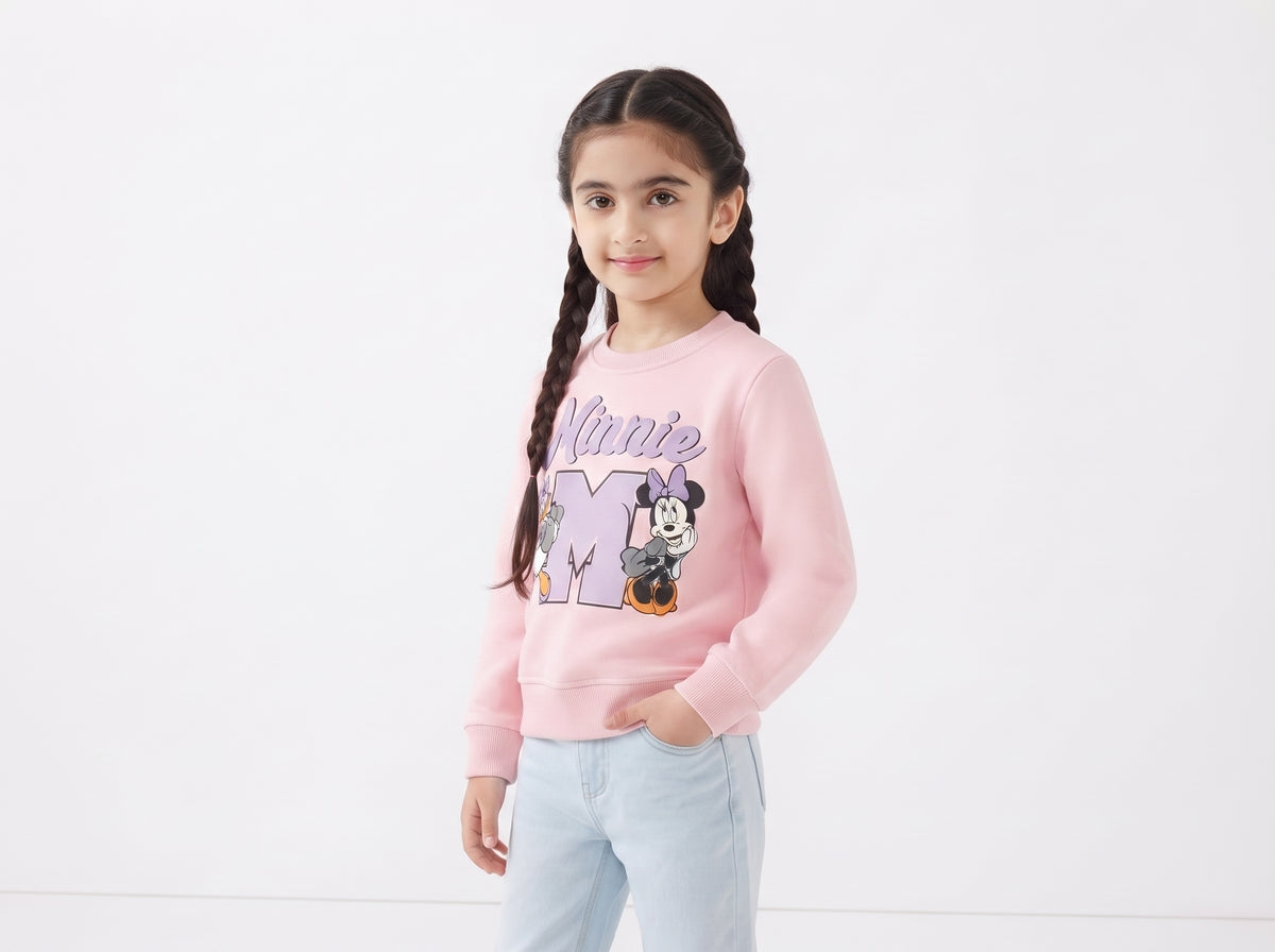 Girls Pink Disney Minnie Mouse & Daisy Duck Sweatshirt – Cozy Graphic Pullover