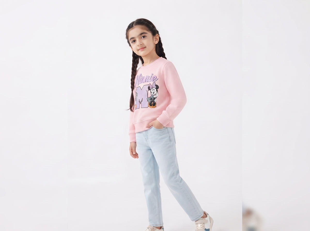 Girls Pink Disney Minnie Mouse & Daisy Duck Sweatshirt – Cozy Graphic Pullover