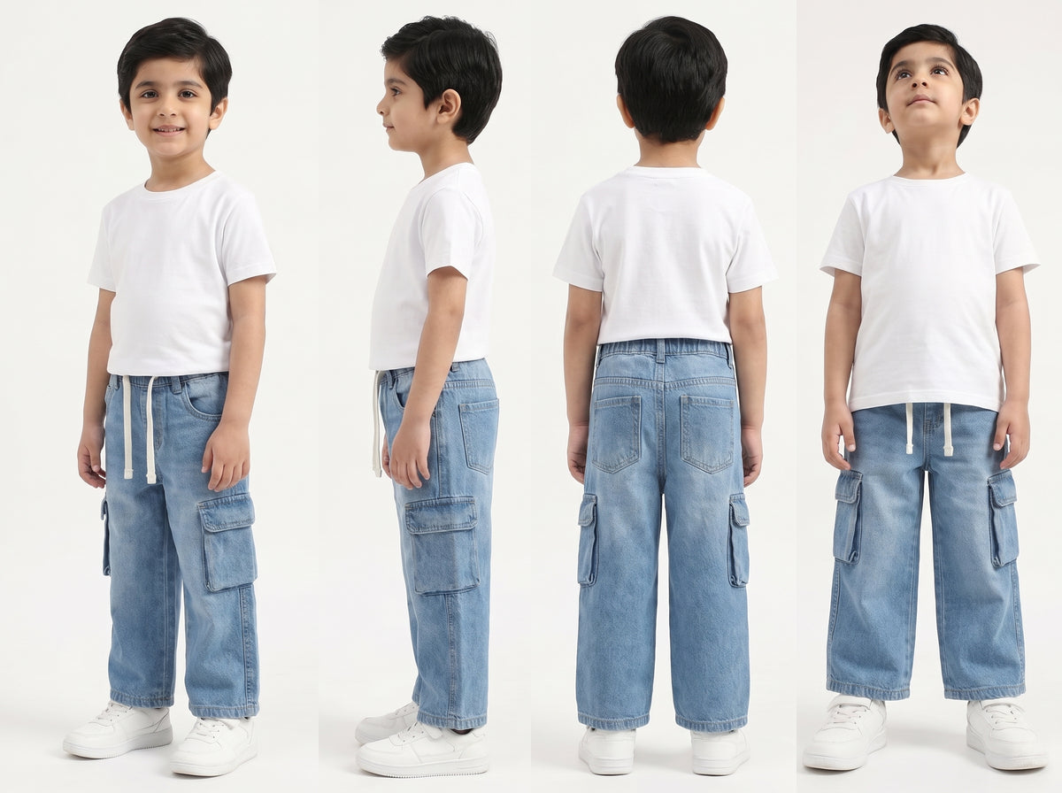 Boys Skate Flap-Pocket Cargo Denim – Loose Straight Leg Jeans
