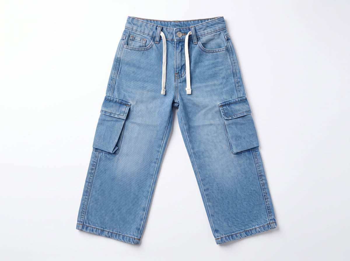 Boys Skate Flap-Pocket Cargo Denim – Loose Straight Leg Jeans