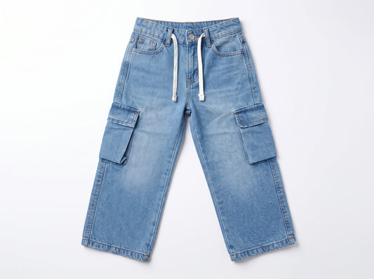 Boys Skate Flap-Pocket Cargo Denim – Loose Straight Leg Jeans